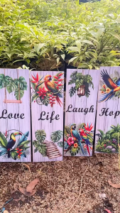 4PCS COMBINATION PARROT BIRDS PLANTS DESIGN BIG SIZE FATPANDA