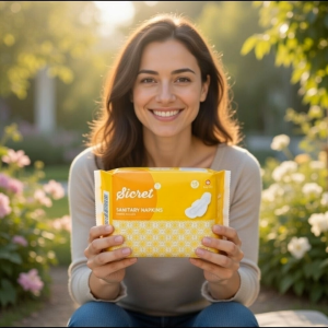 SICREAT SANITARY NAPKINS 200MM PANTYLINER SUPER SOFT & ULTRA-THIN COTTON SOFT FEEL SANITARY PADS 15 PCS WITH WINGS FOR FEMININE SAFETY AND COMFORT