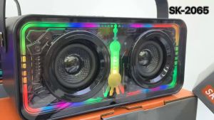 QIXI SK-2065 Stereo Surround Sound Wireless Bluetooth Speaker with Flashing Colorful Light & Two Wireless Microphone