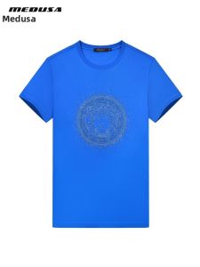 MEIDUSA | Fashion New Luxury Medusa Embroidery Diamante Round Neck Short Sleeve T-shirt