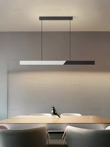 LSHE | Ultra-bright Minimalist Black and White Linear Pendant Light
