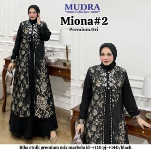 Gamis Muslim Wanita Premium Miona #2 by Mudra Collection – Biba Etnik Mix Marbella Busui Friendly Dress Panjang Syari Elegan (Mustard Deep Army Dusty Black)