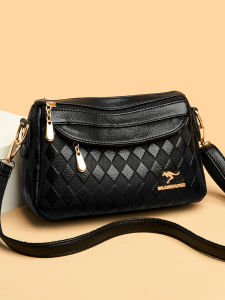 Soft Leather Diagonal Bag Womens Fashionable Versatile Diamond Pattern Genuine Leather Single Shoulder Crossbody Handbag