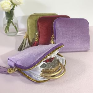 1PC Luxurious Jewelry Organizer – Zipper Closure Tassel Charm and Soft Fabric Lining | Compact Bracelet Travel Case