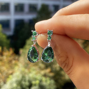 Huitan 2022 Trend Colored Cubic Zirconia Dangle Earrings for Women Luxury Fashion Versatile Ladys Ear Earrings Wedding Jewelry