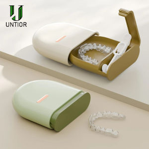 UNTIOR ใหม่รีเทนเนอร์แบบพกพากันฝุ่นป้องกันปากกล่องทำความสะอาดช่องปากฟันปลอมที่เก็บกระเป๋าฟันจัดเรียงกล่อง