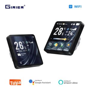 Điều Khiển Nhiệt Độ Thông Minh GIRIER Tuya WiFi Có Thể Lập Trình Dành Cho Thiết Bị Quạt Gió 2 Ống Với Màn Hình TFT Tương Thích Với Alexa