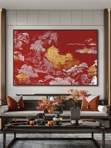 New Chinese Style Villa Living Room Background Wall Large Size Three-dimensional Relief Decorative Painting Hotel Restaurant High-end Hanging Artwork