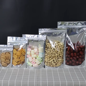 100pcs Semi Aluminum Zip Bag / Aluminum Foil Ziplock Bag / Plastic Packaging / Silver Aluminized Food Bag