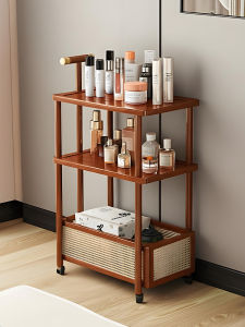 Mobile Beauty Salon Care Instrument Cart Multi-Functional Hair Dressing Shop Hand-Push Tool Cart Durable Bamboo Material