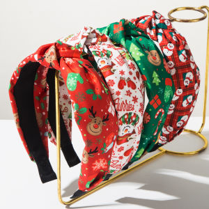 New European and American Christmas Printed Headband For Womens Fashion Cross Wide Edge Face Washing And Hair Pressure Headband