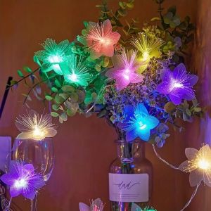 1 enchanting LED fiber optic flower fairy lamp - battery powered sparkling white flower wreath suitable for Valentines Day