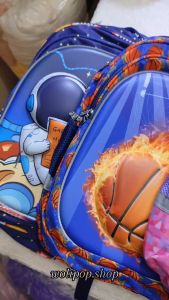 Tas 41cm 3D 4-Resleting Tas Sekolah Anak SD SMP Karakter Unicorn Astronot Basket - Tas Ransel