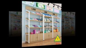 Kệ trưng bày sản phẩm hàng hóa  kệ trang trí khung sắt mặt gỗ KST424 - NỘI THẤT LẮP RÁP VIENDONGADV