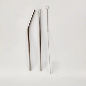 Set 3in1 Sikat Sedotan Stainless Steel Lurus Melengkung