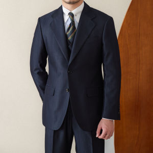 Italian Banquet Daily Striped Blue Business Fitted Fashionable Suit 3-Piece Set