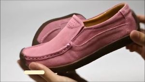 LUOXIWEI Loafers for Women Slip On Flat Topsider Shoes Ladies Breathable Suede Leather Moccasins Boat Sneakers