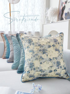 Blue Series Sofa Pillowcase  Style Living Room French Luxury High Back Cushion Cover Removable And Washable Square Shape