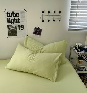 INS Style Pure Color Washed Cotton Pillowcase One-Pair Package For Home Comfortable Pillow Core Liner Cover Single Pillow Case Two Summer 2