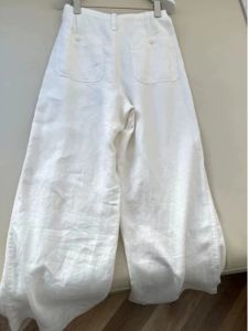 Loose Cotton Linen Wide Leg Pants Women Casual Loose Feeling White Straight Cut Slimming Long Pants Korean Style Commute