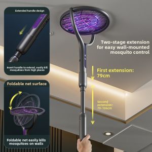 MONLEYTA | Germany New 2025 Rechargeable Extendable Electric Mosquito Swatter Ultra Powerful Fly Killer Lamp Household Essential