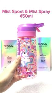 MY Style TM 1155 Junior Mist Spray & Spout Drink TRITAN Bottle for Girls - Botol Minum Sedotan dan Spray Anak Perempuan