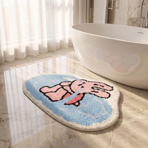VIKAMA Cartoon Alien Bathroom Mat Non-Slip Water Absorption Shower Room Rug Kids Room Bedroom Bedside Carpet Home Decoration