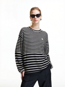 SEASON HIGH | Spring Long Sleeve Striped Knit T-Shirt