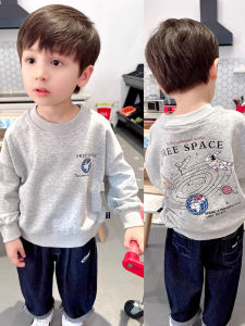 เสื้อฮู้ดคอกลมสำหรับเด็ก แฟชั่นฤดูใบไม้ร่วง/ฤดูหนาว เสื้อผ้าเด็กชาย ทรงหลวม แขนยาว ปกติ ผ้าฝ้ายผสมอื่นๆ 100%