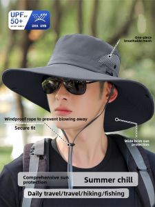 New Mens Outdoor Sun Protection Hat with Wide Brim and Mesh