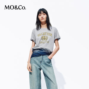MO&Co. | Long Staple Cotton Speckled Print Retro Colorblock T-Shirt