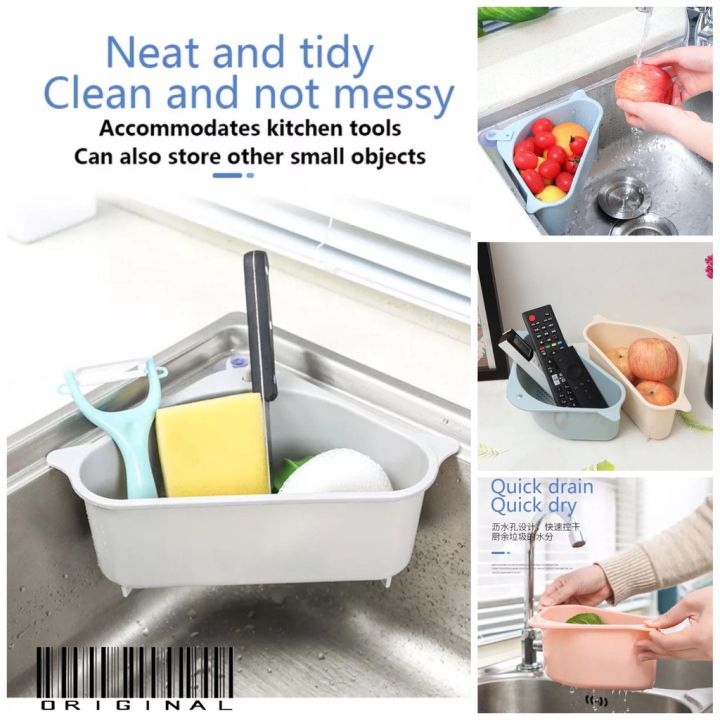 hoopchina segitiga rak penyimpanan multifungsi rak kering rak penyimpanan dapur pengisap sudut saringan bak cuci piring