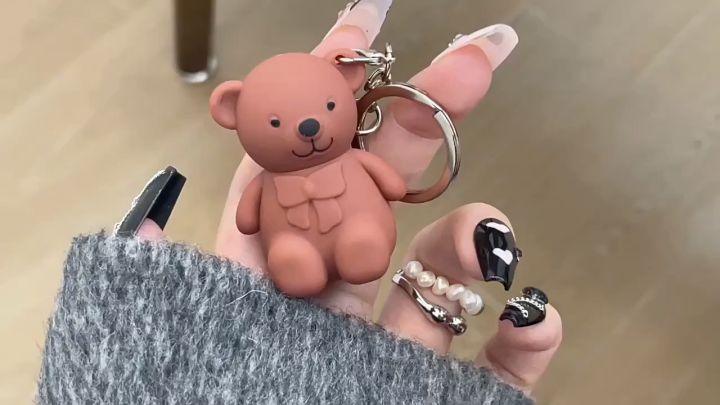 Bear Matte Lip Mud Velvet Grey Pink Keychain Lipstick Waterproof Lasting Lip Glaze Cosmetics Lip Gloss