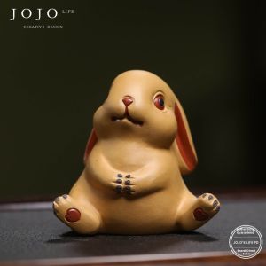 Handcrafted Zisha Rabbit Sculpture with Fluffing