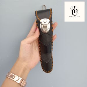 ❤️ INEZ CRAFT ❤️ Sarung kulit once pipa klokotan warna hitam UK 15cm IC23