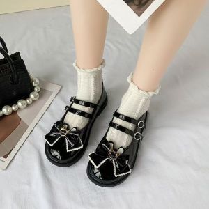 Giày Đế Dày Mary Janes Phong Cách Anh Cỡ Lớn Cho Nữ Mùa Hè 2025 Đế Cao Su Mũi Tròn Đế Cao Gót Đơn