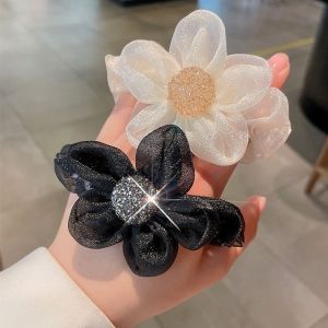 Dây Cột Tóc Vải Lưới Đính Hoa Xinh Xắn Sang Trọng