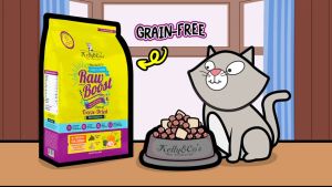 เคลลี่แอนด์โค รอว์บูส ซึ่งเป็นเม็ด แมว และเกรดพรีเมี่ยมผสมฟรี 1.59 กก โปรตีนสูง ปราศจากธัญพืช