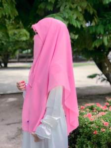 ผ้าคลุมชีฟองสวมสำเร็จ(พร้อมผ้าปิดน้า)