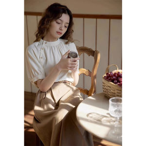 French Style Retro Stand Collar Satin Shirt Womens Fall and Winter Bandage Dress Inner Wear Base Shirt Spring and Summer New Chinese Chiffon Tops