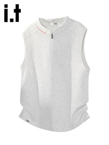 izzue | Trendy Icy Silk Half-Zipper Breathable Loose Vest T-Shirt