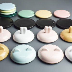 Black Ceramic Cup Cover Magic Color Changing Mug Full Lid Universal round Home Use Yellow Blue Orange Lid Kitchen Diningware