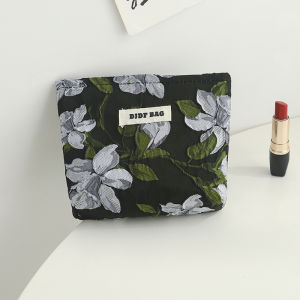 New Small Womens Cosmetic Bag Portable Plant Pattern Small Sanitary Napkin Storage Bag Commuter Coin Key Bag Portable Card Bag