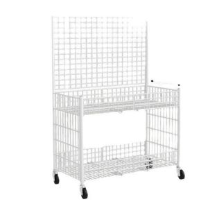 Folding Stall Cart on Wheels Professional Grade Mobile Promotion Display Stand for Street Vendors Rustproof Steel Frame Quick Assembly Promotion Trolley Perfect for Food Retail Night Markets Outdoor Events