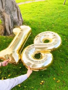 Bong Bóng Số Tuổi Màu Vàng Gold Size 32 Inch Cỡ Lớn 70cm Trang Trí Sinh Nhật Thôi Nôi Phong Cách Hàn Quốc