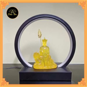 Tượng phật địa tạng cưỡi hổ lưu ly 10cm có kệ đèn led tượng phật trang trí để ô tô đồ thờ cúng phong thủy shop Diệu Tâm - Địa Tạng hổ 10cm +Led kim loại