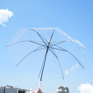 SHIYINBEIBI | Custom Advert Light Automatic Opening Long Handle Umbrella Transparent For Kids Students