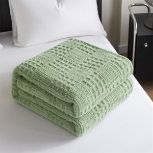 Dansunreve Velvet Blanket Solid Color Waffle Quilt Towel Multifunctional Sofa/Office/Dormitory Blanket Air Conditioning Blanket Single/Queen/King