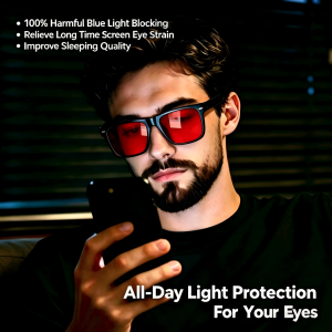 Orange/Red Classic Blue Light Blocking Glasses for Women Men Gaming Computer Sleep Eyeglasses S71