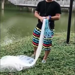 SLI 8ศอก กว้าง แหฝรั่ง ถูกๆ 1.2/1.5/2.1เมตร 2-4.2เมตร ความยาวเชือก10 เมตร พร้อมใช้งาน ตาแหกว้าง 2 ซม หว่านง่าย จานบิน แหฝรั่งสีขาว แห